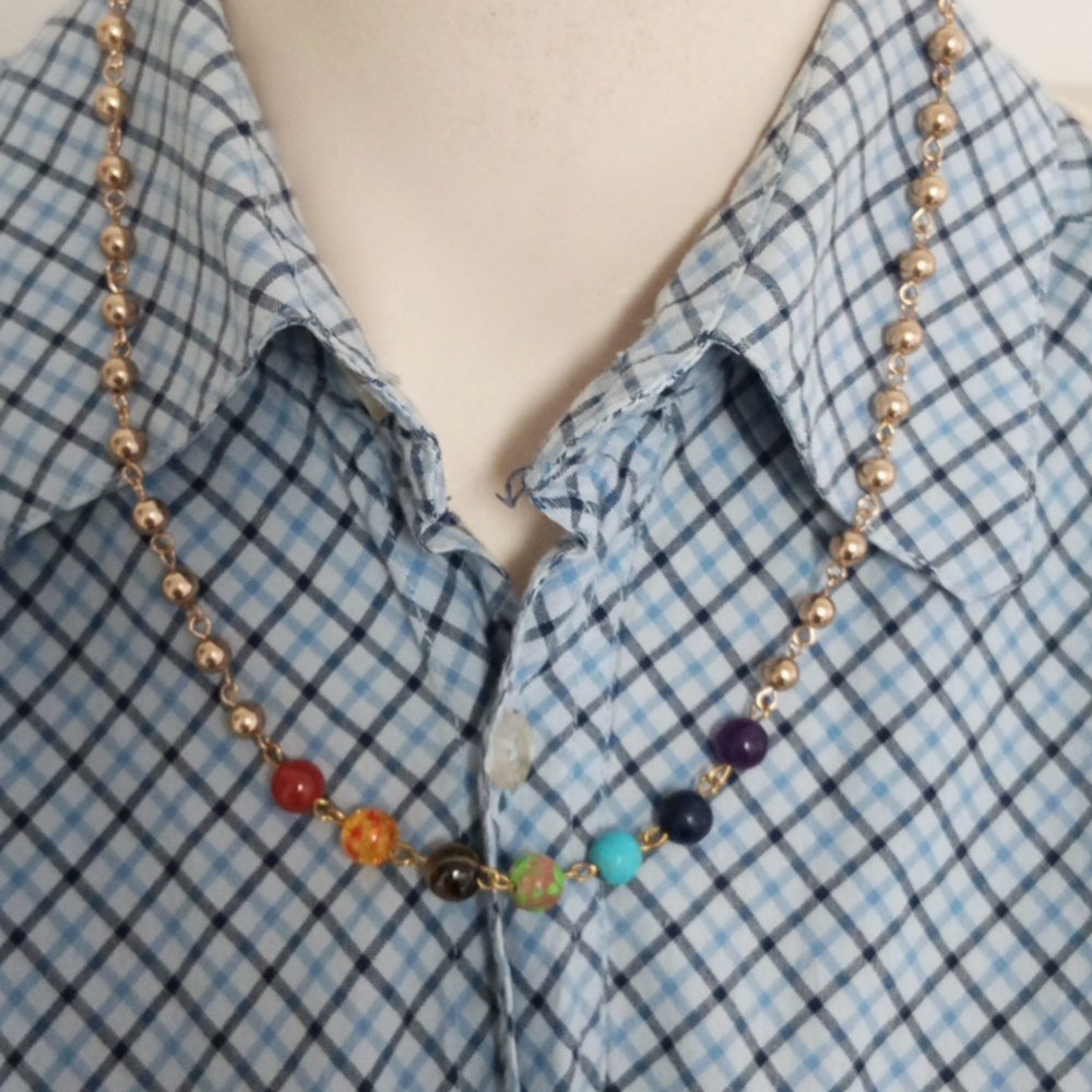 Handmade gold Chakra necklace